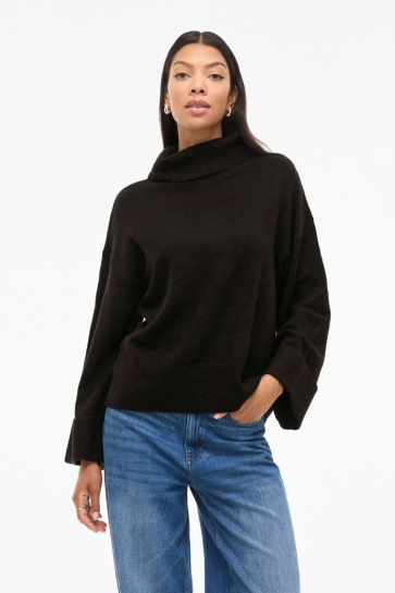 Vila VIROLFIE ROLL NECK L/S KNIT TOP - N 14106322 Black