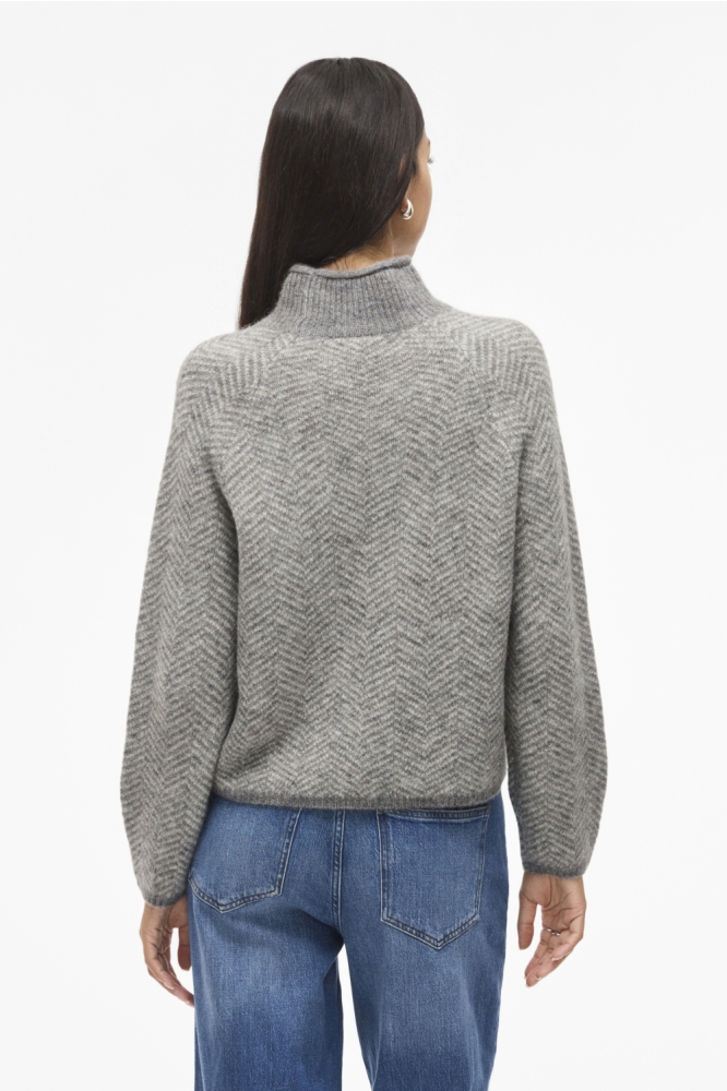 Vila grijze dames trui | Model achteraanzicht