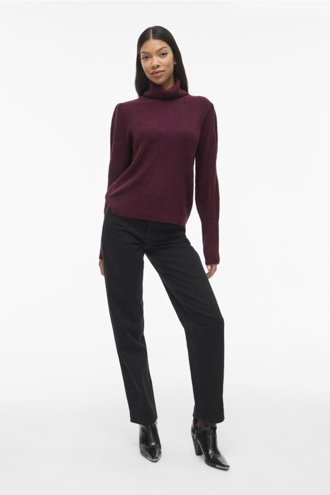 Vila bordeaux dames trui | Model vooraanzicht