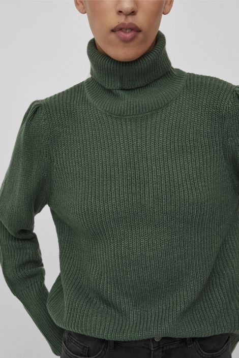 Vila groene dames trui | Close up