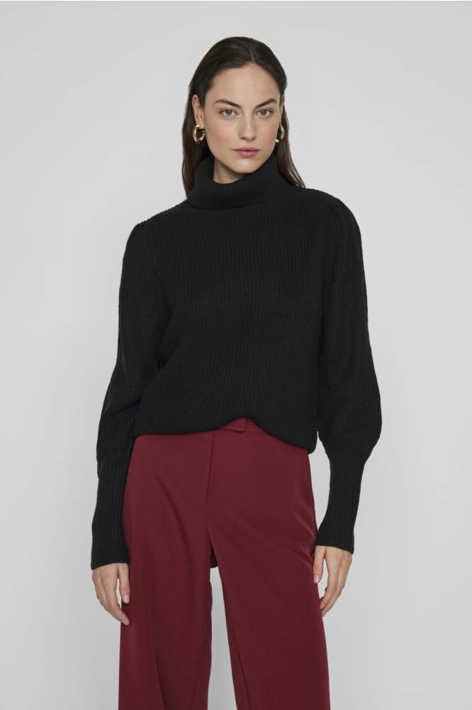 Vila zwarte dames trui | Model vooraanzicht