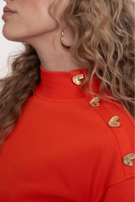 Geisha oranje dames sweater | Close up