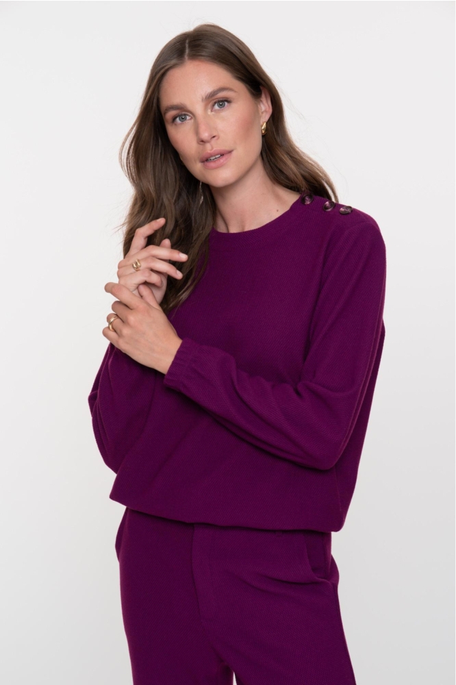 Geisha paarse dames sweater | Model vooraanzicht