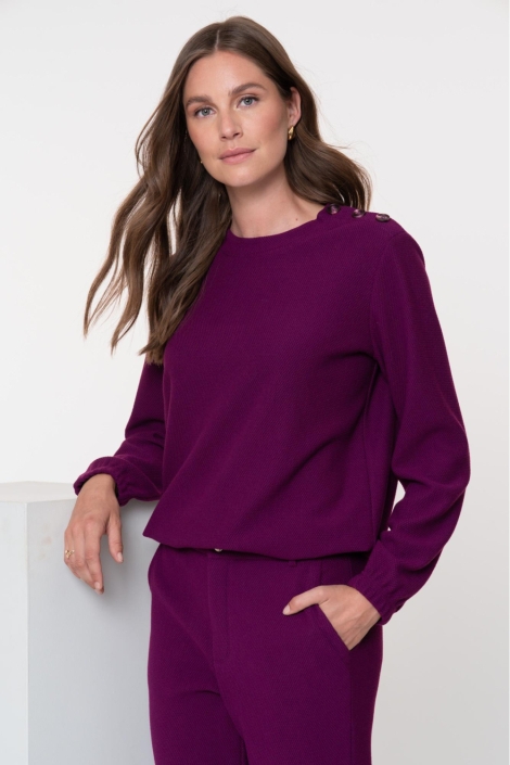 Geisha paarse dames sweater | Model vooraanzicht