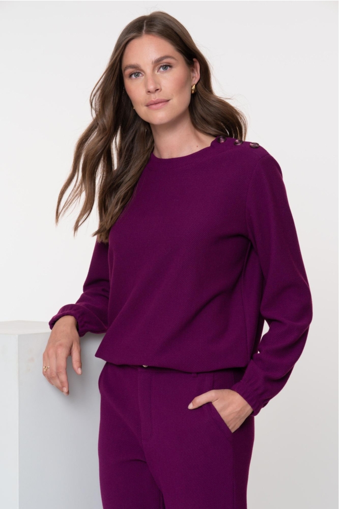Geisha paarse dames sweater | Model vooraanzicht