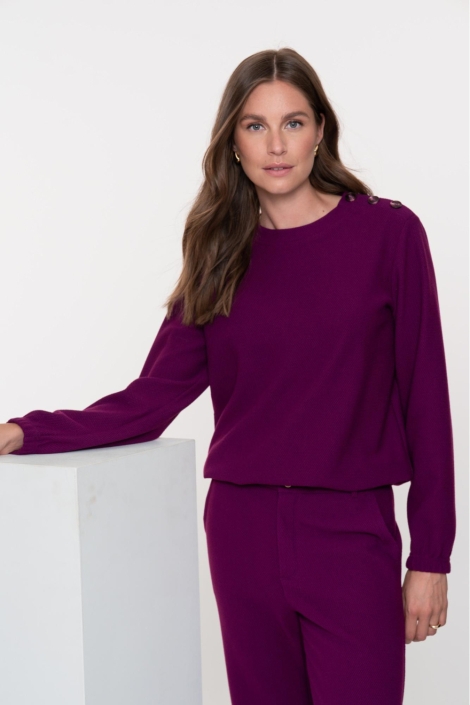 Geisha paarse dames sweater | Model vooraanzicht