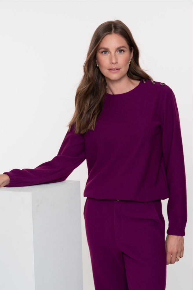Geisha paarse dames sweater | Model vooraanzicht