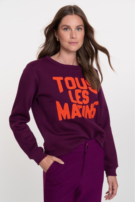 Geisha paarse dames sweater | Model vooraanzicht