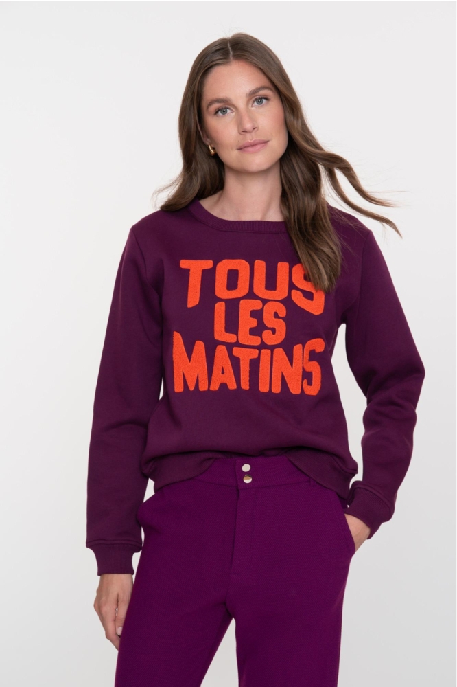 Geisha paarse dames sweater | Model vooraanzicht
