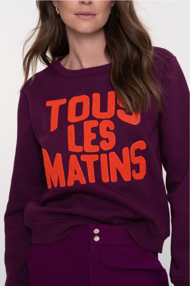 Geisha paarse dames sweater | Close up