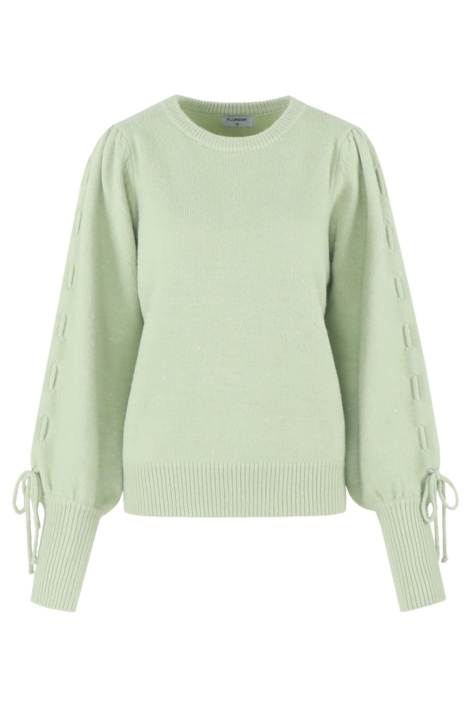 Fluresk groene dames sweater | Achteraanzicht