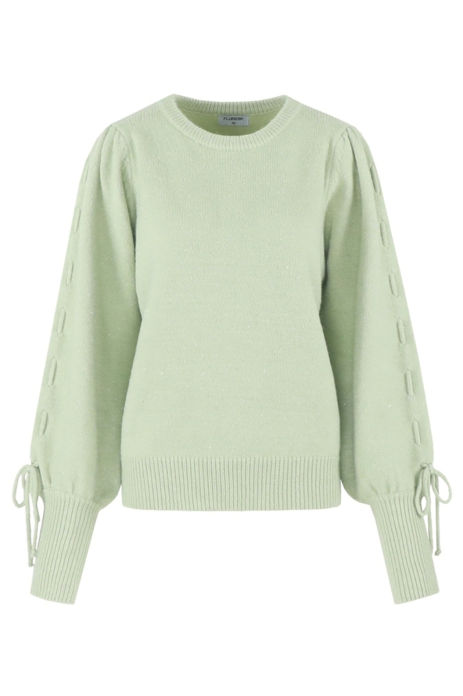 Fluresk groene dames sweater | Achteraanzicht
