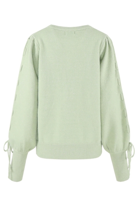 Fluresk groene dames sweater | Model achteraanzicht