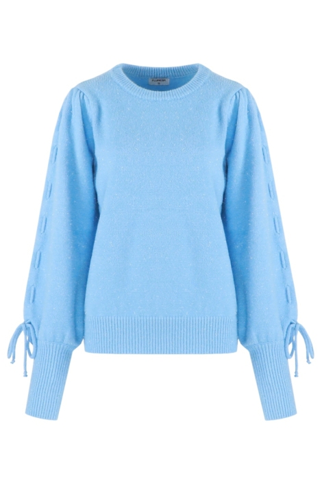 Fluresk blauwe dames sweater | Vooraanzicht