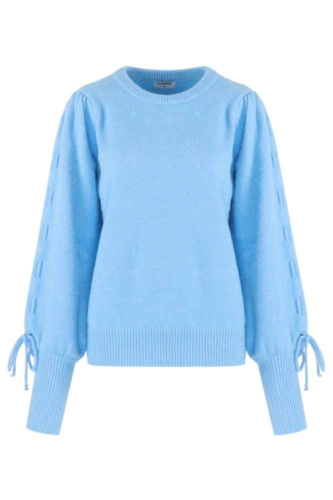 Fluresk blauwe dames sweater | Vooraanzicht