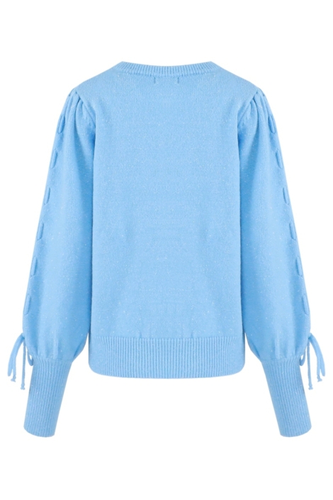 Fluresk blauwe dames sweater | Achteraanzicht