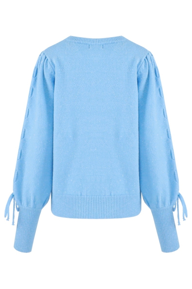 Fluresk blauwe dames sweater | Achteraanzicht
