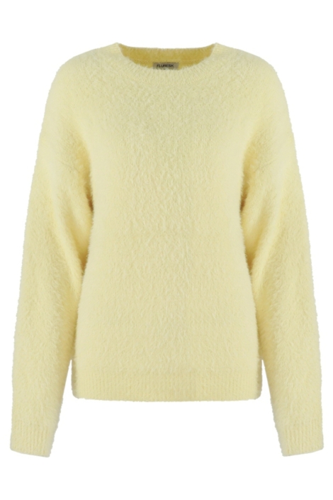 Fluresk gele dames sweater | Vooraanzicht