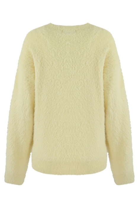 Fluresk gele dames sweater | Achteraanzicht