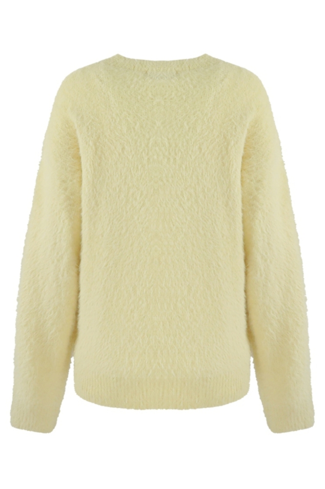 Fluresk gele dames sweater | Achteraanzicht