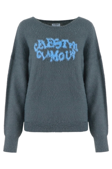 Fluresk grijze dames sweater | Achteraanzicht