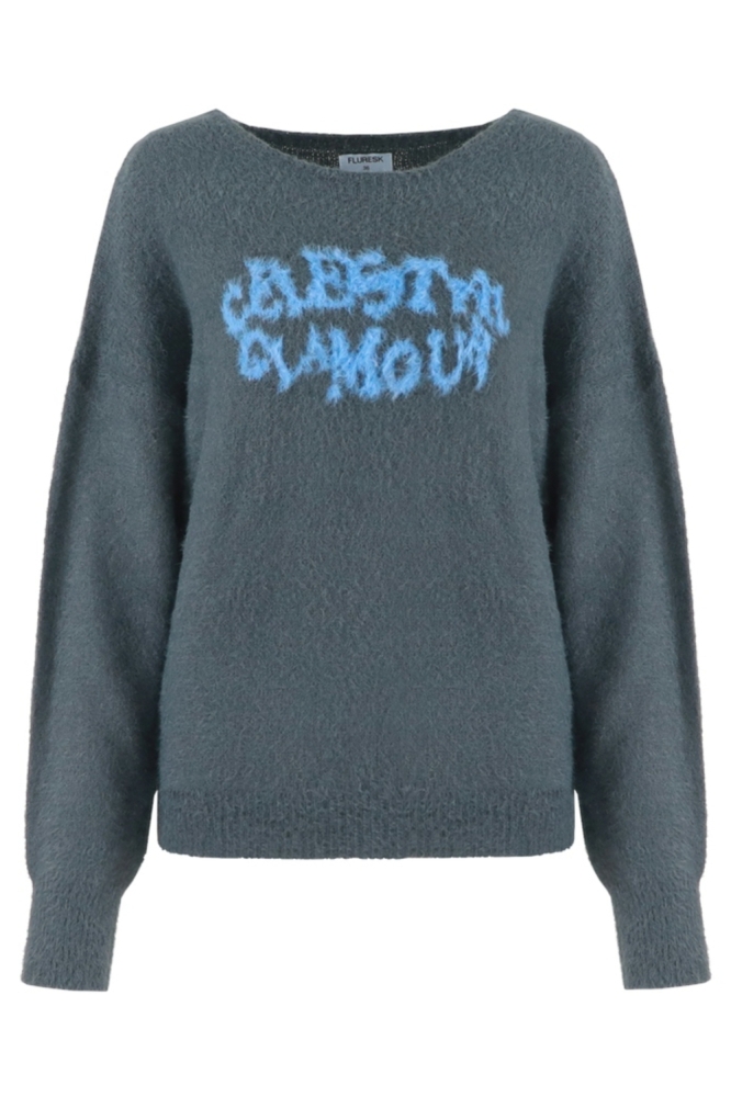 Fluresk grijze dames sweater | Achteraanzicht