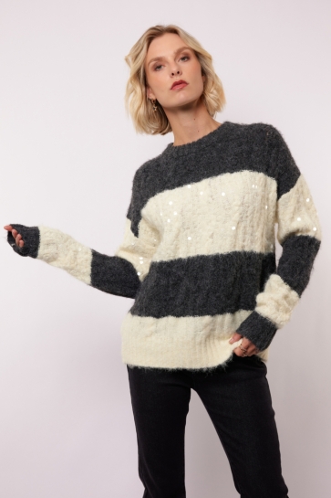 Fluresk SELERA KNIT SWEATER 25WVF03 414103 SHADOW GREY/VANILLA