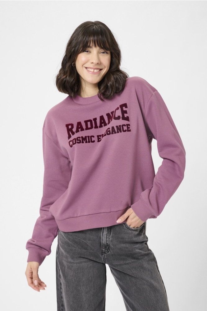 Kaffe paarse dames sweater | Model vooraanzicht