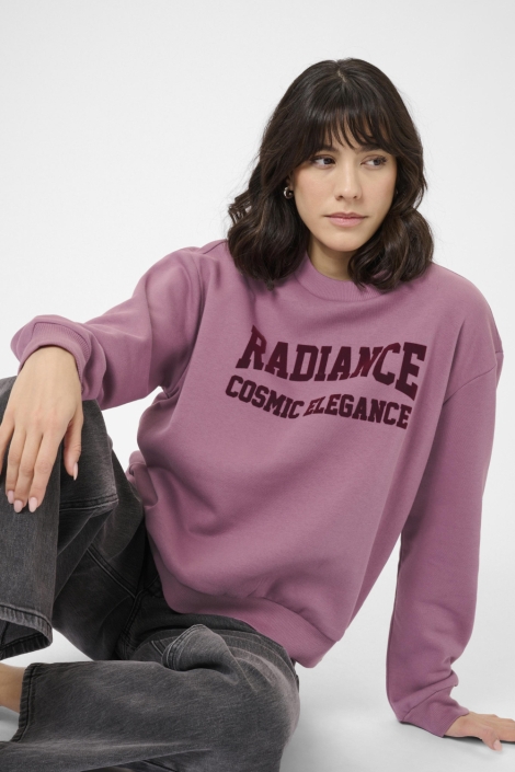 Kaffe paarse dames sweater | Model vooraanzicht