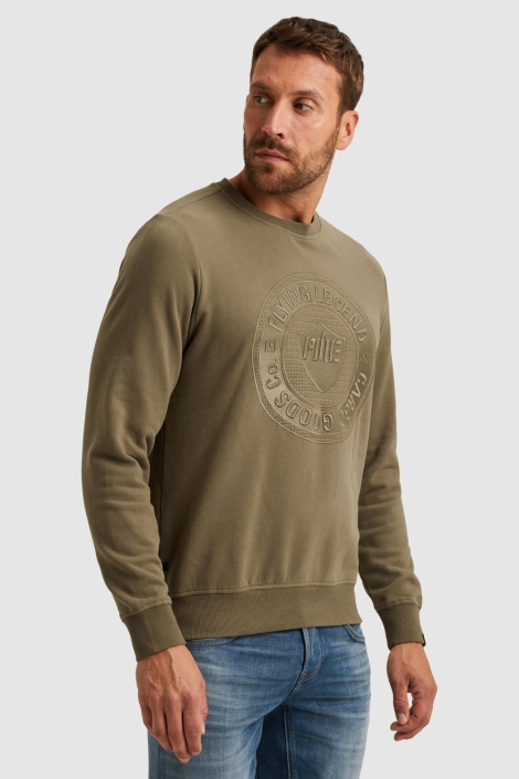 PME legend groene heren trui | Model zijaanzicht