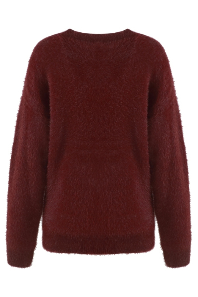 Fluresk bordeaux dames trui | Achteraanzicht