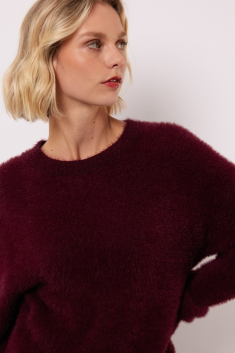 Fluresk bordeaux dames trui | Close up