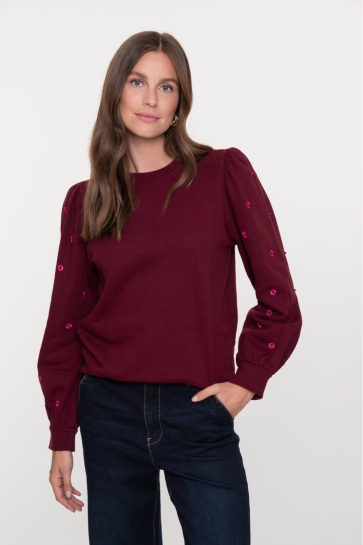 Geisha Trui TRUI MET RONDE HALS EN SUBTIELE PARELDETAILS 52870 21 PORT/PINK