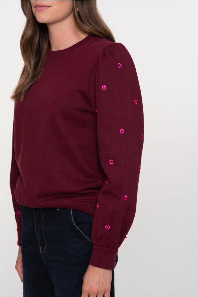 Geisha bordeaux dames sweater | Model zijaanzicht