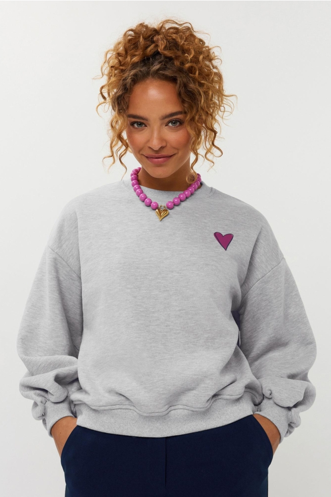Ydence grijze dames sweater | Vooraanzicht