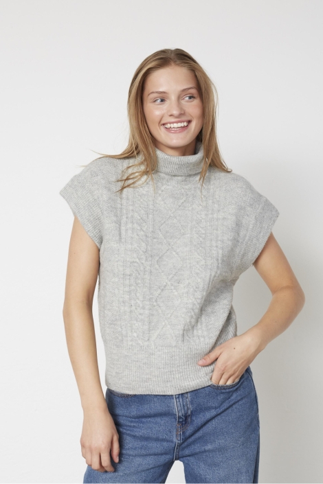 SisterS point grijze dames trui | Model vooraanzicht