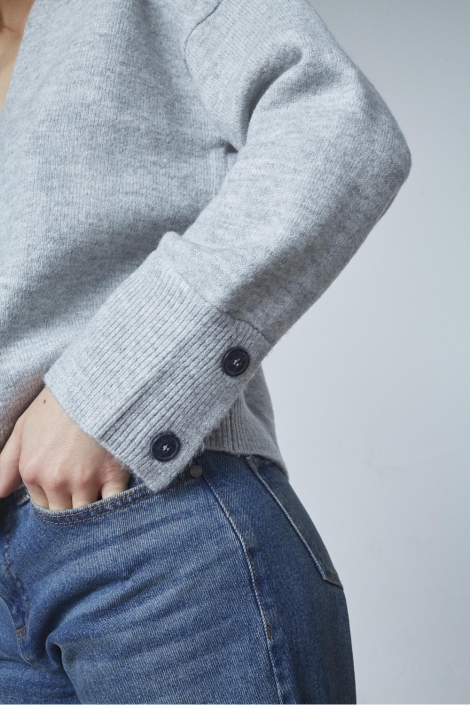 SisterS point grijze dames vest | Close up