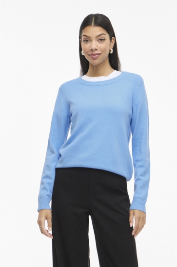 Vila VIRIL O-NECK L/S KNIT TOP - NOOS 14054177 ALL ABOARD/DARK MELANGE