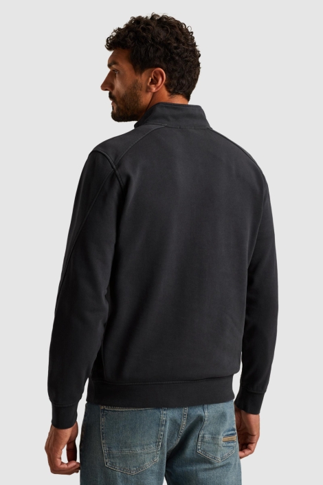 Cast Iron blauwe heren sweater | Model achteraanzicht