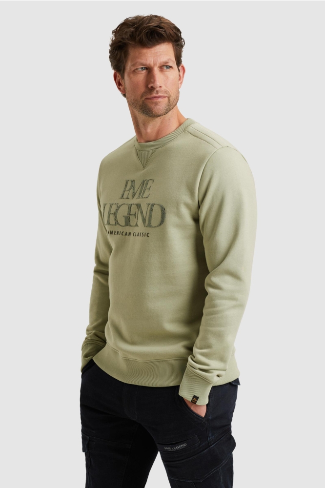 PME legend groene heren sweater | Model zijaanzicht
