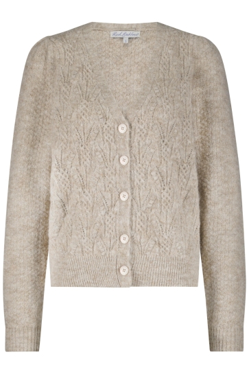 Red Button Vest CARDIGAN AJOUR SRB4639 Clay