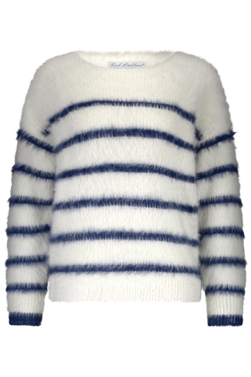 Red Button Trui FUZZY SWEATER AND STRIPE SRB4616 Ecru/Indigo