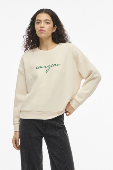 Vila VISIFFI IMAGINE O-NECK L/S TOP/PB/1 14112028 Birch/EMBROIDERY