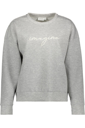 Vila Trui VISIFFI IMAGINE O-NECK L/S TOP/PB/1 14112028 Light Grey Mela/EMBROIDERY