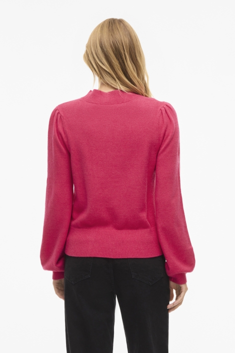 Vila rode dames sweater | Model achteraanzicht