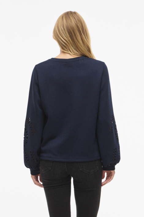 Vila blauwe dames sweater | Model achteraanzicht