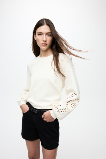 Vila Trui VISANDY L/S DETAIL SWEAT TOP - NOOS 14114310 Birch