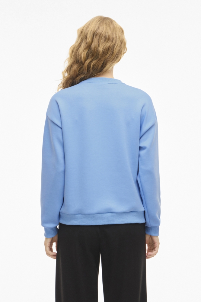 Vila blauwe dames sweater | Model achteraanzicht