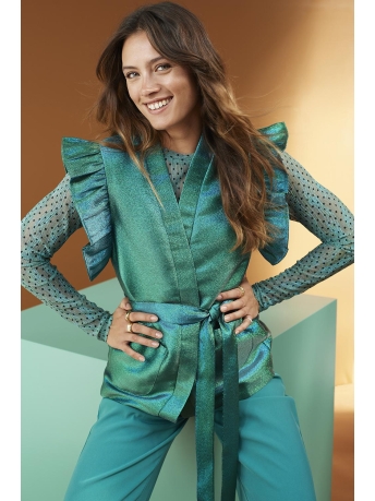 Ydence Vest GILET ZIGGY WS2313 10161 BLUE GREEN
