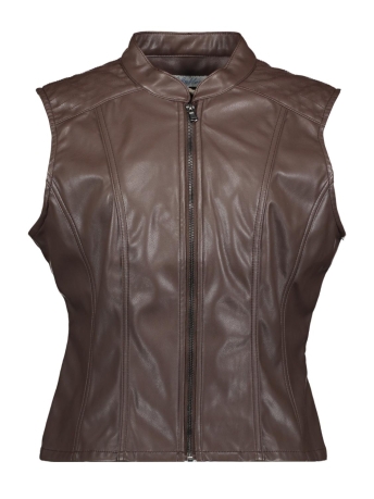 Red Button Vest SHEENA LEATHER SRB3067 ESPRESSO